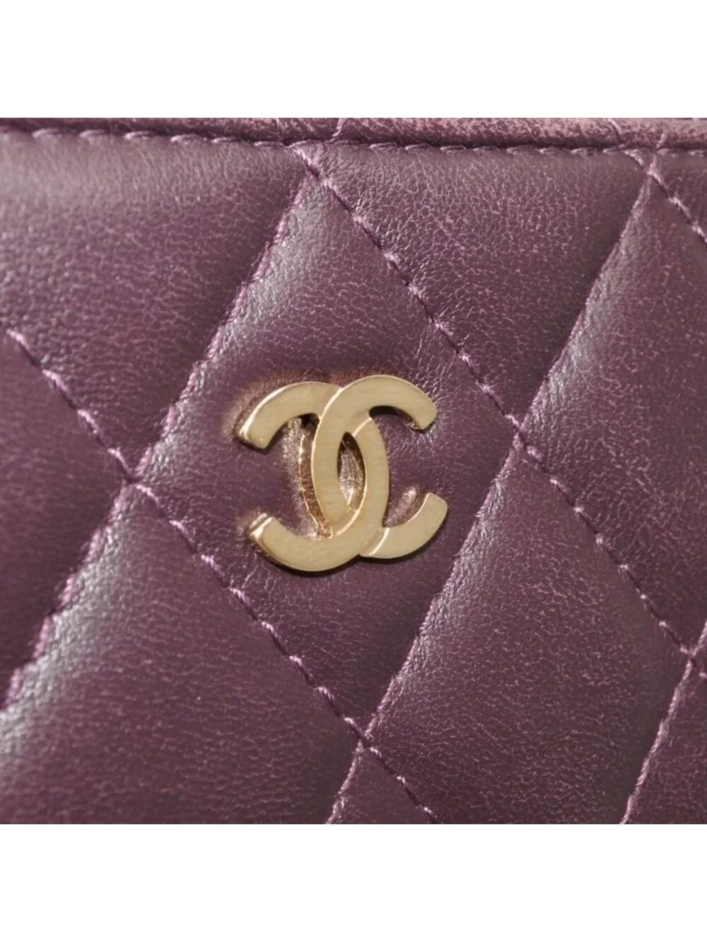 Chanel Classic Zip Coin Purse CC Logo Lambskin Purple